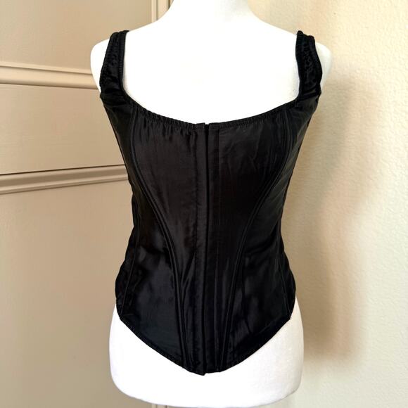 Victoria's Secret Tops - Vintage Victoria’s Secret Black Silk Corset Top Lace Up Back Size M